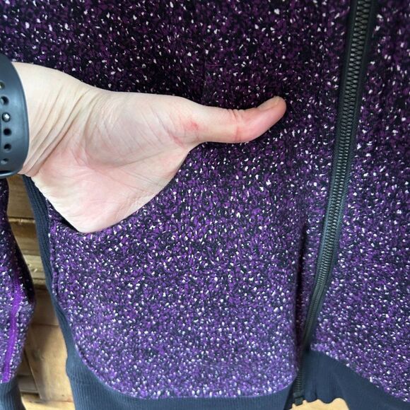 Lululemon 6 Black Purple Hoodie Full Zip Scooba Hood Pockets Speckled - Picture 6 of 13